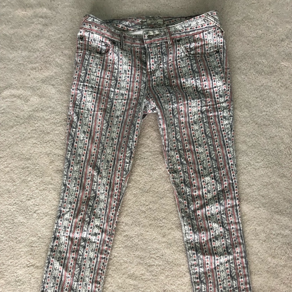Free people tribal print jeans (cropped)